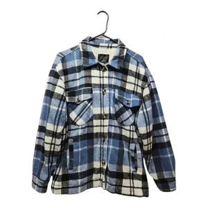 Active USA Womens‎ Sherpa Shacket Jacket Plaid Wool Western Multicolor large